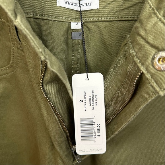 NWT WeWoreWhat Cotton Linen Bustier Jumpsuit in Olive Green Overalls Wide Leg - Picture 6 of 10